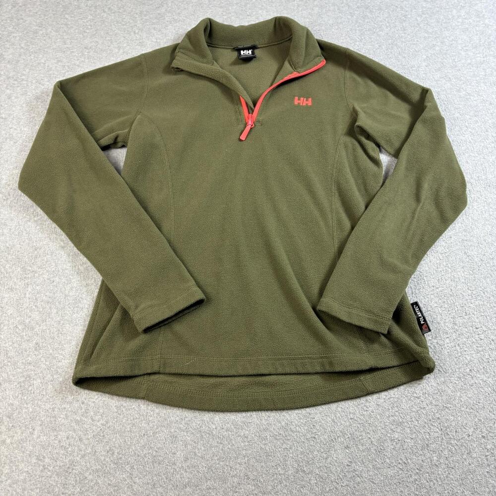 Helly Hansen Pullover Womens Medium Green Polartec Quarter Zip Hiking Outdoors